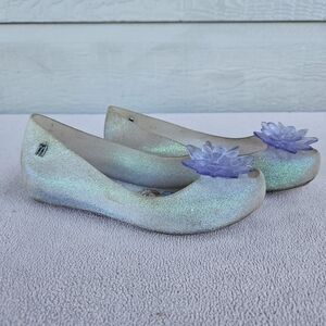 Mini Melissa Mel Ultragirl Frozen Anna Elsa Glitter Flats Shoes SZ 12 Disney